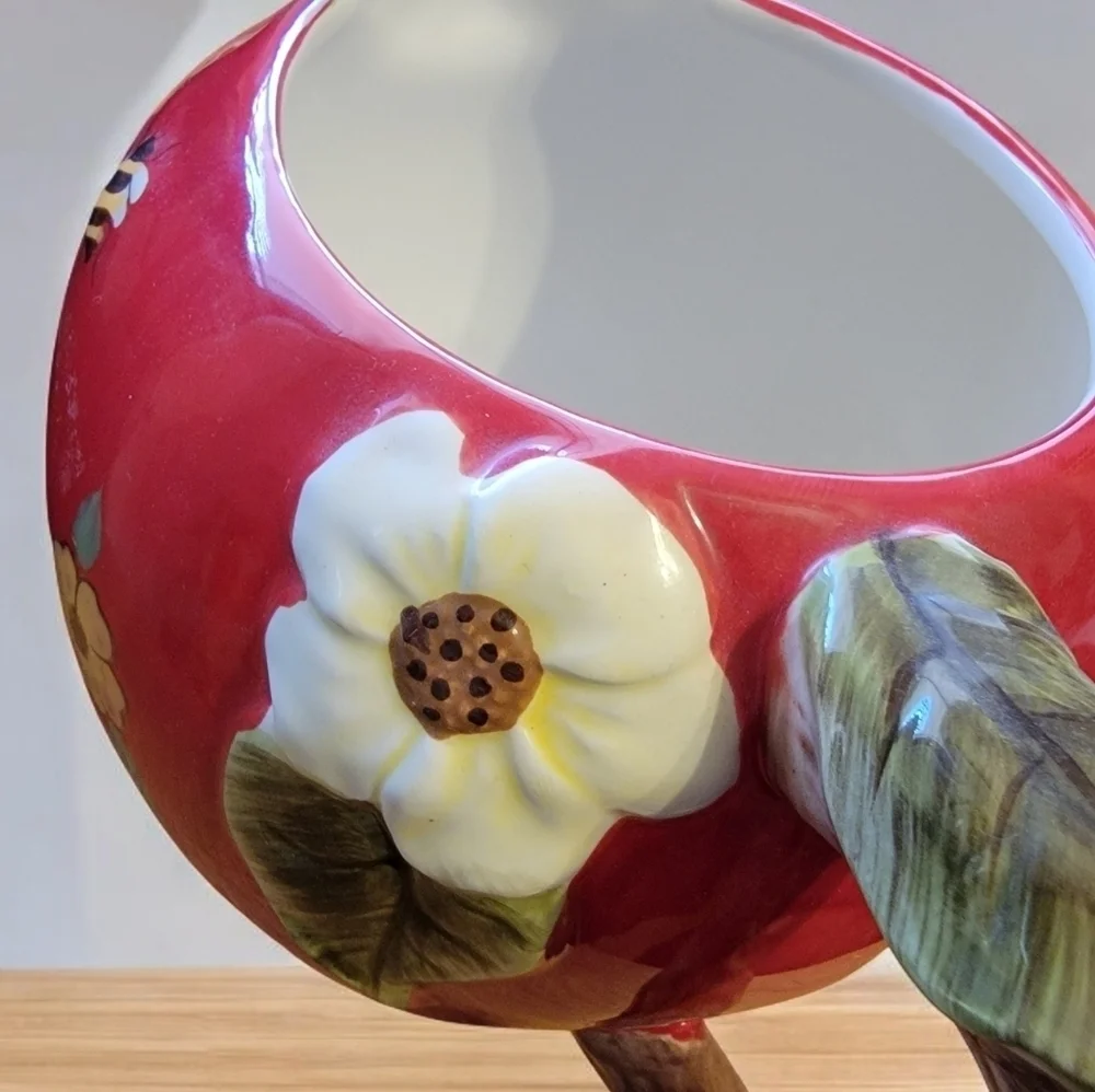 Susan Winget Red Apple Blossom Honey Bees Pitcher Cracker Barrel Cottagecore